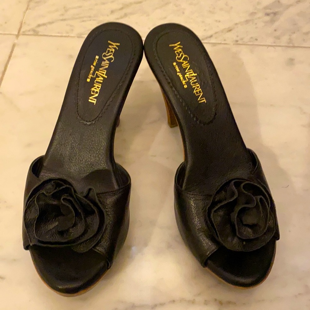 🔥YSL Yves Saint Laurent 🔥 Vintage leather heel slides size 36 Like New!